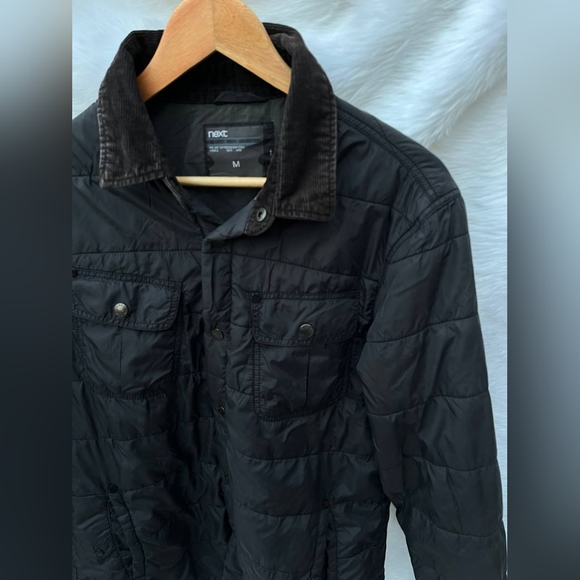 Next Geey Black Quilted Jacket with Denim Collar - Picture 3 of 8